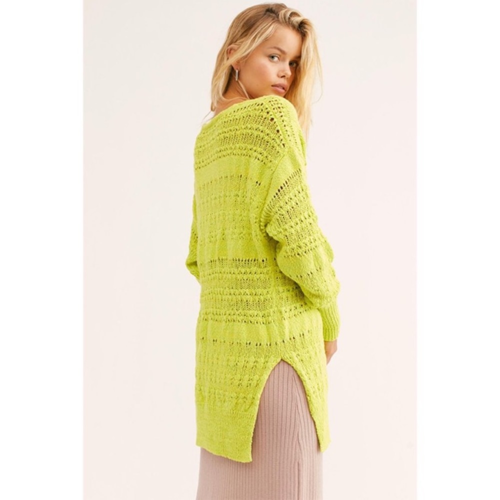 Free People Hot Tropics Pullover Sweater Limelight Combo M - Picture 3 of 12